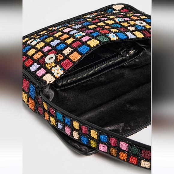 Staud NWOT Tommy Beaded Shoulder Bag In Dance Floor Glass Beads Leather Piping - Picture 5 of 16